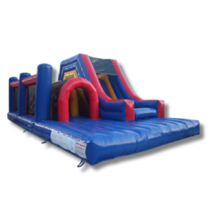 Super Wipe Out obstacle course rental with tunnels, slides, and climbing walls for parties and events.